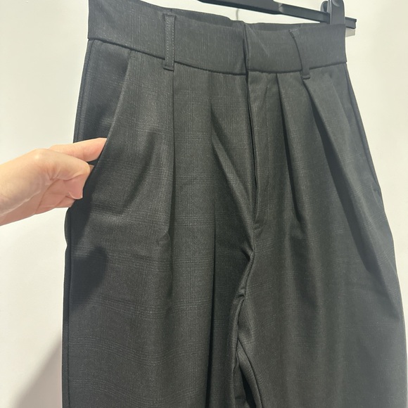 ZARA DARK GRAY PLAID TROUSERS WITH TAPERED HEM - Picture 5 of 8